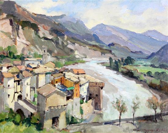 § Georges Robin (1903-2003) Entrevaux, Basses Alpes 13 x 16in.